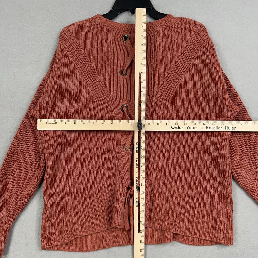Lucky Brand Sweater Womens Large Pullover Lace Up Back Ribbed Cozy Fall Boho Y2K - Picture 8 of 12
